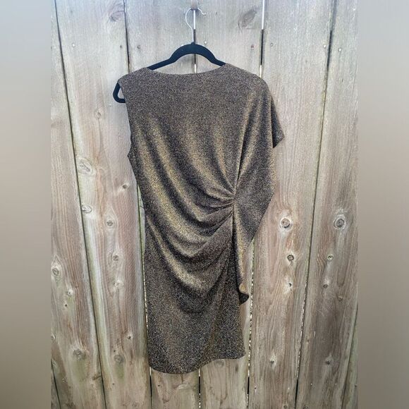 VInce Camuto Gold Metallic Ruffle Dress Size. 10 - Picture 5 of 5